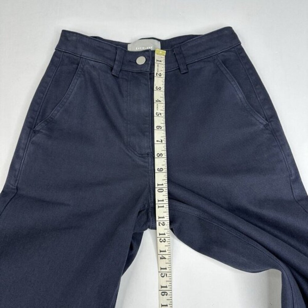 Everlane‎ Womens Wide Leg Crop Pant Navy Blue High Rise Cotton Chino Size 2 - Picture 8 of 11